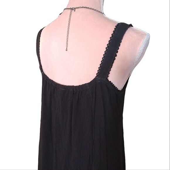 VTG 90s Black Gold Hawaiian Embroidered Fairycore Mini Dress Medium - Picture 15 of 16